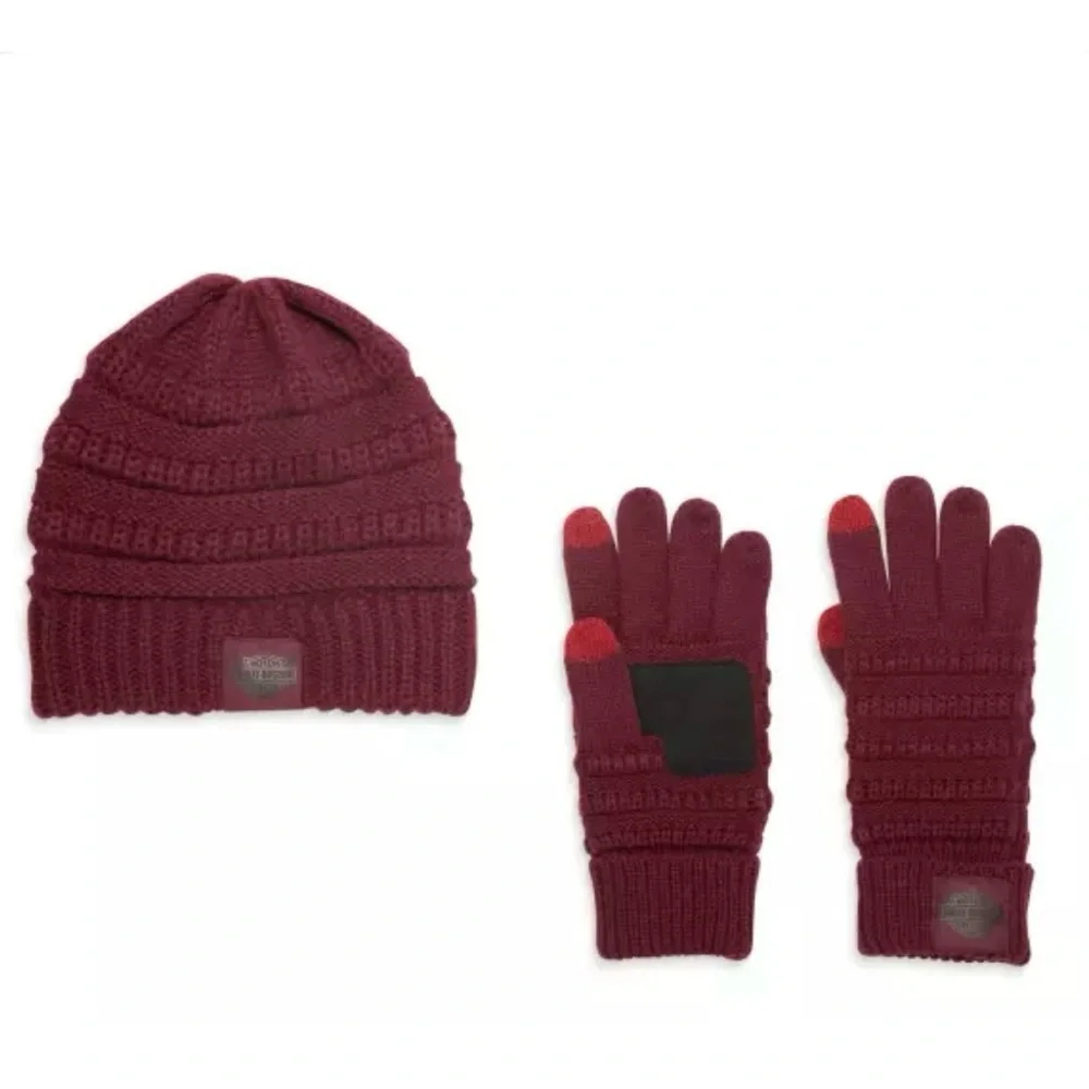 Harley Davidson HD Women’s Winter Open Road Knit Beanie Hat & Gloves 97712-23VW